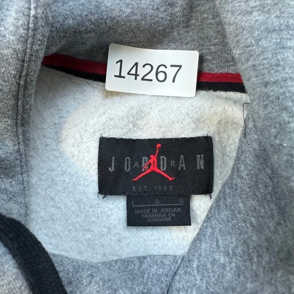 Nike Jordan Jumpman Logo Hoodie Mens Large Gray Black Sweatshirt Hooded Men